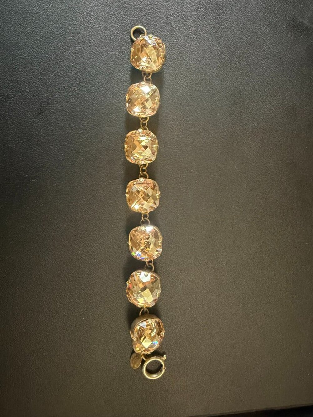 Catherine Popesco XL Champagne Swarovski Bracelet + FREE Earrings - Picture 2 of 10